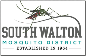South Walton Mosquito District logo featuring a mosquito illustration and establishment year.