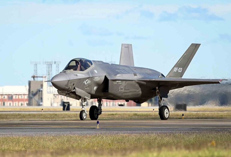 First F-35 joins 96th Test Wing fleet at Eglin F-35 Lightning II aircraft AF-3 taxis on the runway at Eglin Air Force Base.