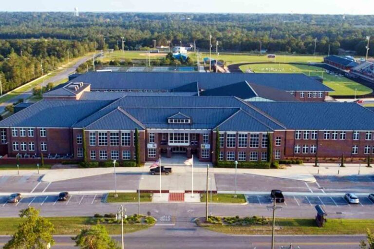 Aerial view of Walton High School campus in Walton County, Florida.