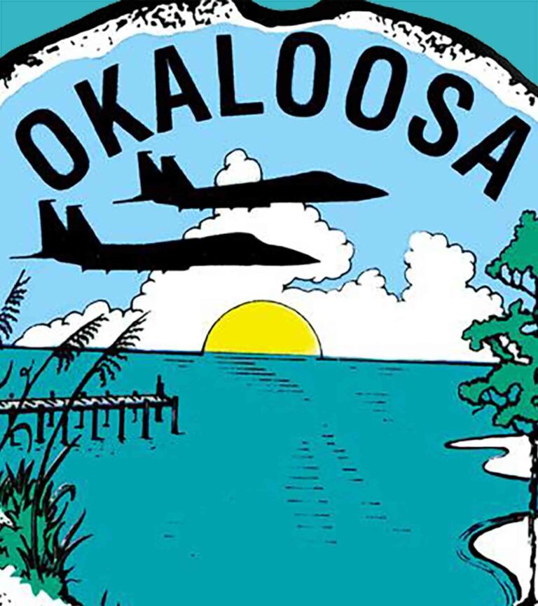 Okaloosa seeks applicants for affordable housing board Okaloosa County logo showing jets over water at sunset