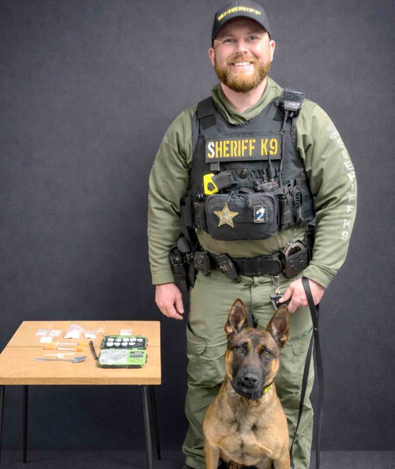 Niceville man among four jailed in fentanyl bust Walton County Sheriff’s Office K-9 handler stands with K-9 Aries and seized fentanyl evidence following a traffic stop in Walton County.