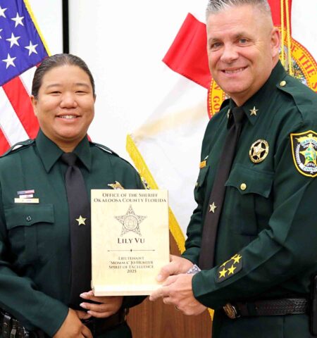 Deputy opens home to children, earns top service award Deputy Lily Vu receives Spirit of Excellence Award from Okaloosa County Sheriff