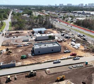 Aerial view of a McDonald’s under construction along Panama City Beach Parkway in Bay County.