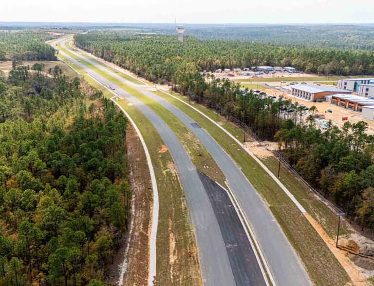 Aerial view of the Southwest Crestview Bypass near Pineview School