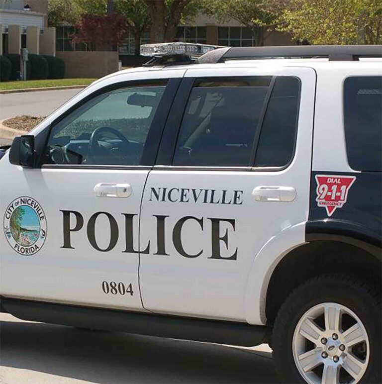 A Niceville Police Department patrol vehicle parked outside a building in Niceville, Florida.