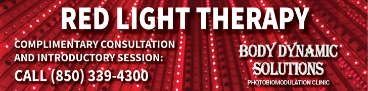 Red Light Therapy at Body Dynamic Solutions in Niceville. Safe, non-invasive therapy with no drugs, no pain, and no known side effects. Call for a complimentary consultation and introductory session at (850) 339-4300. Located at 4566 E Highway 20, Suite 103, Niceville, Florida.