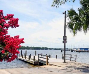Boat ramp and dock at Lions Park in Niceville overlooking Boggy Bayou.