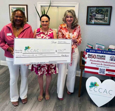 Niceville-based PBMRI donates $2,250 to local nonprofits Representatives of the Emerald Coast Children's Advocacy Center accept a $1,000 donation from the PhotoBioModulation Research Institute.