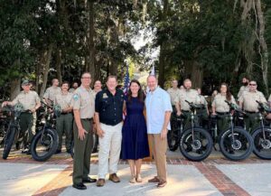Fred Gannon Rocky Bayou State Park to receive new ranger e-bike Florida State Parks Foundation representatives, Florida State Parks officials and park rangers gather with new e-bikes being distributed for ranger use across Florida state parks.